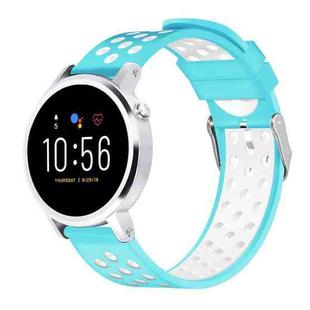 For Fossil Gen 5 Carlyle /Julianna /Garrett /Carlyle HR Dual Color Silicone Watch Band(Lake Blue)