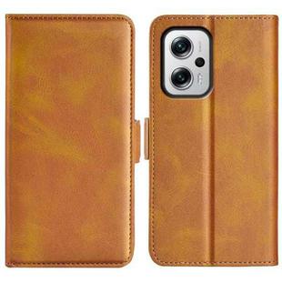For Xiaomi Redmi Note 11T Pro / Note 11T Pro+ Dual-side Magnetic Buckle Flip Leather Phone Case(Yellow)