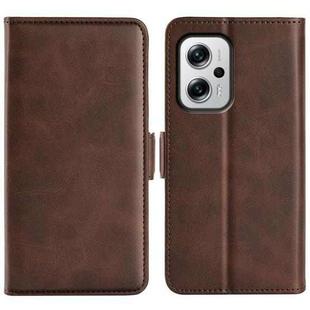 For Xiaomi Redmi Note 11T Pro / Note 11T Pro+ Dual-side Magnetic Buckle Flip Leather Phone Case(Brown)