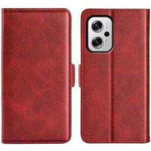 For Xiaomi Redmi Note 11T Pro / Note 11T Pro+ Dual-side Magnetic Buckle Flip Leather Phone Case(Red)