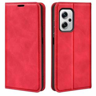 For Xiaomi Redmi Note 11T Pro / Note 11T Pro+ Retro-skin  Magnetic Suction Leather Phone Case(Red)