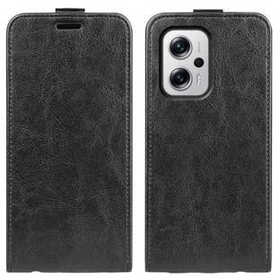 For Xiaomi Redmi Note 11T Pro / Note 11T Pro+ R64 Texture Vertical Flip Leather Phone Case(Black)