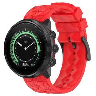 For Suunto Spartan Sport 24mm Football Pattern Silicone Solid Color Watch Band(Red)
