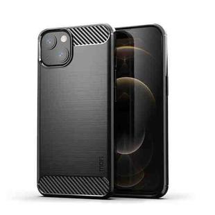 For iPhone 14 MOFI Gentleness Brushed Texture Carbon Fiber TPU Phone Case (Black)