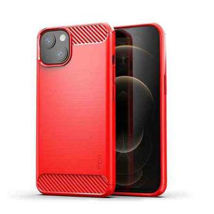 For iPhone 14 MOFI Gentleness Brushed Texture Carbon Fiber TPU Phone Case (Red)