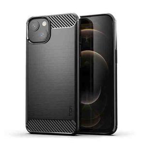 For iPhone 14 Plus MOFI Gentleness Brushed Texture Carbon Fiber TPU Phone Case  (Black)