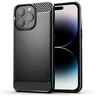 For iPhone 14 Pro Max MOFI Gentleness Brushed Texture Carbon Fiber TPU Phone Case (Black)