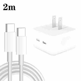 PD 35W Dual USB-C / Type-C Ports Charger with 2m Type-C to Type-C Data Cable, US Plug