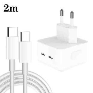PD 35W Dual USB-C / Type-C Ports Charger with 2m Type-C to Type-C Data Cable, EU Plug