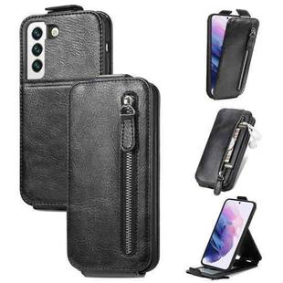 For Samsung Galaxy S22 5G Zipper Wallet Vertical Flip Leather Phone Case(Black)