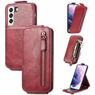 For Samsung Galaxy S22 5G Zipper Wallet Vertical Flip Leather Phone Case(Red)