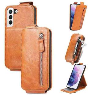 For Samsung Galaxy S22 5G Zipper Wallet Vertical Flip Leather Phone Case(Brown)