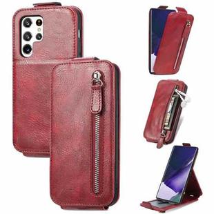 For Samsung Galaxy S22 Ultra 5G Zipper Wallet Vertical Flip Leather Phone Case(Red)