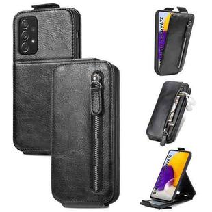 For Samsung Galaxy A72 5G / 4G Zipper Wallet Vertical Flip Leather Phone Case(Black)