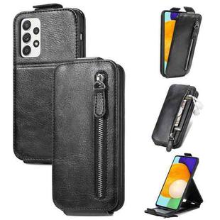 For Samsung Galaxy A52 5G / 4G Zipper Wallet Vertical Flip Leather Phone Case(Black)
