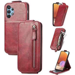 For Samsung Galaxy A32 4G Zipper Wallet Vertical Flip Leather Phone Case(Red)