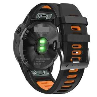 For Garmin Fenix 7X 26mm Silicone Sports Two-Color Watch Band(Black+Orange)