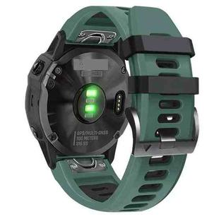 For Garmin Fenix 7X Solar 26mm Silicone Sports Two-Color Watch Band(Amy Green+Black)