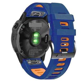 For Garmin Fenix 7X Solar 26mm Silicone Sports Two-Color Watch Band(Midnight Blue+Orange)