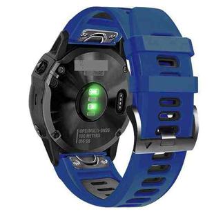 For Garmin Fenix 6X 26mm Silicone Sports Two-Color Watch Band(Midnight Blue+Black)