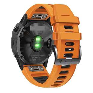 For Garmin Fenix 5X 26mm Silicone Sports Two-Color Watch Band(Orange+Black)