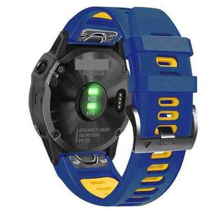 For Garmin Instinct 22mm Silicone Sports Two-Color Watch Band(Midnight Blue+Yellow)