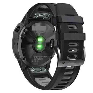 For Garmin Fenix 6 22mm Silicone Sports Two-Color Watch Band(Black+Grey)