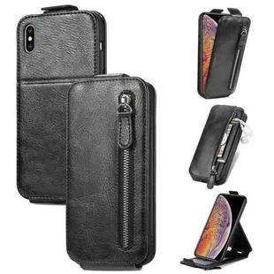 For iPhone X / XS Zipper Wallet Vertical Flip Leather Phone Case(Black)