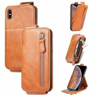 For iPhone X / XS Zipper Wallet Vertical Flip Leather Phone Case(Brown)