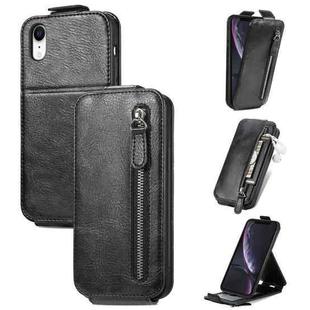 For iPhone XR Zipper Wallet Vertical Flip Leather Phone Case(Black)