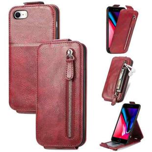 For iPhone SE 2022 / SE 2020 / 8 / 7 Zipper Wallet Vertical Flip Leather Phone Case(Red)