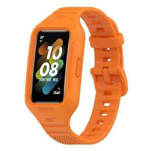 For Huawei Band 7 Solid Color Silicone Integrated Watch Band(Orange)