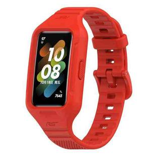 For Huawei Band 7 Solid Color Silicone Integrated Watch Band(Dark Red)