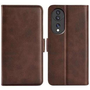 For Honor 70 Dual-side Magnetic Buckle Flip Leather Phone Case(Brown)