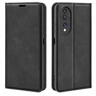 For Honor 70 Retro-skin Magnetic Suction Leather Phone Case(Black)