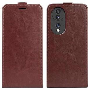 For Honor 70 R64 Texture Vertical Flip Leather Phone Case(Brown)