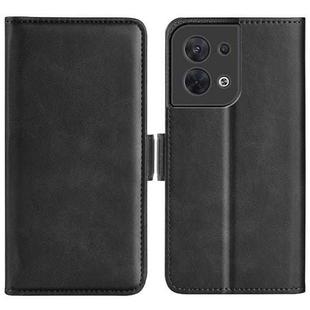 For OPPO Reno8 Dual-side Magnetic Buckle Flip Leather Phone Case(Black)