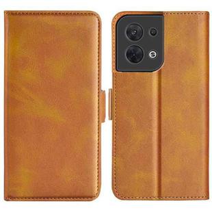 For OPPO Reno8 Dual-side Magnetic Buckle Flip Leather Phone Case(Yellow)