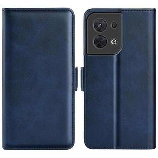 For OPPO Reno8 Dual-side Magnetic Buckle Flip Leather Phone Case(Dark Blue)