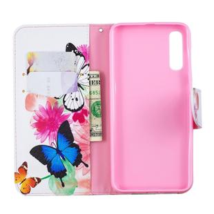Colored Drawing Pattern Horizontal Flip Leather Case for Samsung Galaxy A50,with Holder & Card Slots & Wallet(Two Butterflies)
