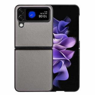 For Samsung Galaxy Z Flip4 Cross Texture Phone Case(Gray)