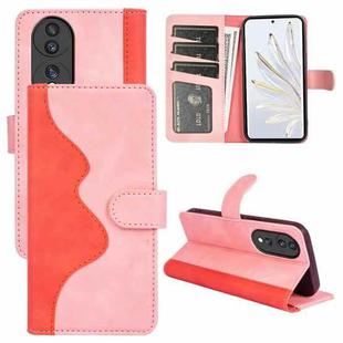 For Honor 70 Stitching Horizontal Flip Leather Phone Case(Pink Red)