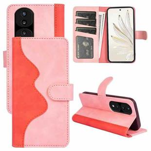 For Honor 70 Pro Stitching Horizontal Flip Leather Phone Case(Pink Red)