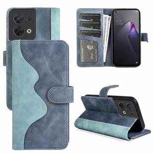 For OPPO Reno8 Stitching Horizontal Flip Leather Phone Case(Blue)