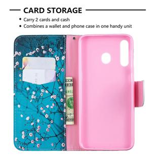 Colored Drawing Pattern Horizontal Flip Leather Case for Samsung Galaxy M30,with Holder & Card Slots & Wallet(Plum Blossom)