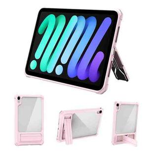 Transparent Acrylic PC TPU Tablet Case with Holder For iPad mini 6 (Pink)