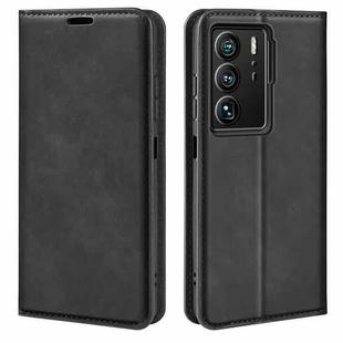 For ZTE Axon 40 Ultra Retro-skin  Magnetic Suction Leather Phone Case(Black)