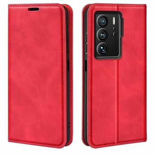 For ZTE Axon 40 Ultra Retro-skin  Magnetic Suction Leather Phone Case(Red)