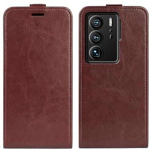 For ZTE Axon 40 Ultra R64 Texture Vertical Flip Leather Phone Case(Brown)