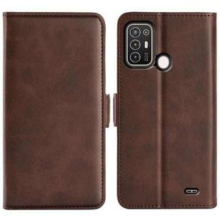 For ZTE Blade A52 Dual-side Magnetic Buckle Leather Phone Case(Brown)